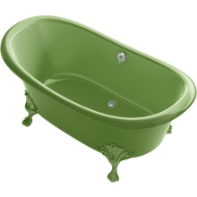 Artifacts 67" Clawfoot Cast Iron Soaking Tub with Center Drain