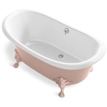 Artifacts 67" Free Standing Cast Iron Soaking Tub with Heritage Peachblow Exterior, Center Drain, and Overflow