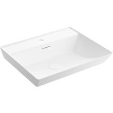 Brazn 23" Rectangular Vitreous China Vessel Bathroom Sink with Overflow and Single Faucet Hole