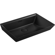 Brazn 23" Rectangular Vitreous China Vessel Bathroom Ramp Sink with Overflow