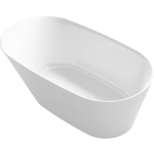 Brazn 66" Free Standing Resin Soaking Tub with Reversible Drain, Drain Assembly, and Overflow