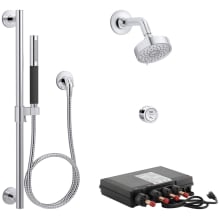 DTV Thermostatic Shower System with Shower Head, Shower Arm, Hand Shower, Hose, Slide Bar, Valve Trim, and Rough-In Valve