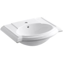 Devonshire 24" Pedestal Bathroom Sink with 1 Hole Drilled and Overflow