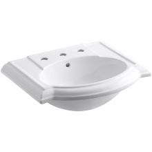 Devonshire 24" Pedestal Bathroom Sink with 3 Holes Drilled and Overflow