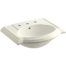 Devonshire 24" Pedestal Bathroom Sink with 3 Holes Drilled and Overflow