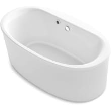 Sunstruck 60" Free Standing Soaking Tub with Center Drain, Bask Heated Surface and Straight Shroud