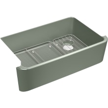 Ironridge 34" Undermount Single Basin Cast Iron Kitchen Sink with Basin Rack