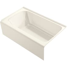 Avec 60" Three Wall Alcove Acrylic Soaking Tub with Right Drain and Overflow