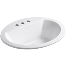 Bryant 20-1/8" Oval Vitreous China Drop In Bathroom Sink with Overflow and 3 Faucet Holes at 4" Centers