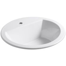 Bryant 18-7/8" Circular Vitreous China Drop In Bathroom Sink with Overflow and Single Faucet Hole