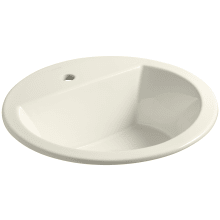 Bryant 18-7/8" Circular Vitreous China Drop In Bathroom Sink with Overflow and Single Faucet Hole