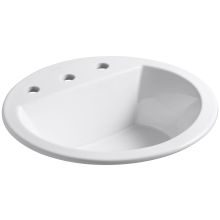 Bryant 18-7/8" Circular Vitreous China Drop In Bathroom Sink with Overflow and 3 Faucet Holes at 8" Centers