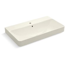 Vox Rectangular 35-7/16" Trough Vessel Bathroom Sink with Single Faucet Hole