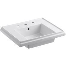 Tresham 14-1/4" Fireclay Pedestal Bathroom Sink with 3 Holes Drilled and Overflow