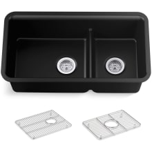 Cairn Smart Divide 33-1/2" Undermount Double Bowl Neoroc Granite Composite Kitchen Sink with Two Basin Rack