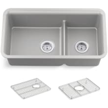 Cairn Smart Divide 33-1/2" Undermount Double Bowl Neoroc Granite Composite Kitchen Sink with Two Basin Rack