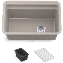 Cairn 27-1/2" Undermount Single Bowl Neoroc Granite Composite Utility Sink with Wash Bin and Utility Rack