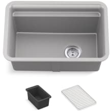 Cairn 27-1/2" Undermount Single Bowl Neoroc Granite Composite Utility Sink with Wash Bin and Utility Rack