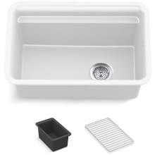 Cairn 27-1/2" Undermount Single Bowl Neoroc Granite Composite Utility Sink with Wash Bin and Utility Rack