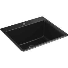 Kennon 25" Top or Undermount Single Bowl Neoroc Granite Composite Kitchen Sink with Bottom Sink Rack