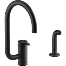 Components 1.5 GPM Single Hole Kitchen Faucet with Two Function Extended Reach High-Arch Swivel Spout with SoftRinse Technology - Includes Side Spray