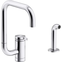 Components 1.5 GPM Single Hole Kitchen Faucet with Two Function Extended Reach Angled High-Arch Swivel Spout with SoftRinse Technology - Includes Side Spray
