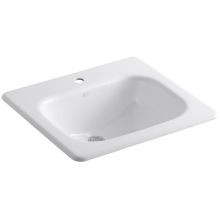 Tahoe 16" Cast Iron Drop In Bathroom Sink with 1 Hole Drilled and Overflow