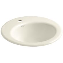 Radiant 19" Drop In Enameled Cast Iron Bathroom Sink with 1 Hole Drilled and Overflow