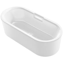 Volute 63" Free Standing Enameled Cast Iron Soaking Tub with Acrylic Shroud, Center Drain, Brass Drain Assembly, and Overflow