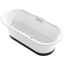 Volute 63" Free Standing Enameled Cast Iron Soaking Tub with Reinforced Resin Pedestal Base, Center Drain, Brass Drain Assembly, and Slotted Overflow