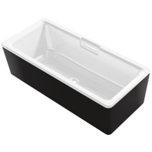 Volute 63" Free Standing Enameled Cast Iron Rectangular Soaking Tub with Acrylic Shroud, Center Drain, Brass Drain Assembly, and Slotted Overflow