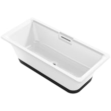 Volute 63" Free Standing Enameled Cast Iron Rectangular Soaking Tub with Reinforced Resin Pedestal Base, Center Drain, Drain Assembly, and Overflow