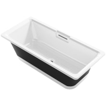 Volute 63" Free Standing Enameled Cast Iron Rectangular Soaking Tub with Reinforced Resin Pedestal Base, Center Drain, Drain Assembly, and Overflow