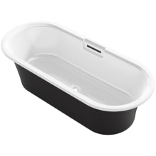 Volute 71" Free Standing Enameled Cast Iron Soaking Tub with Reinforced Resin Pedestal Base, Center Drain, Brass Drain Assembly, and Slotted Overflow