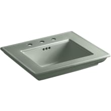 Memoirs Stately 24-1/2" Fireclay Pedestal Sink with Overflow and 3 Faucet Holes at 8" Centers