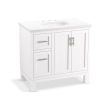 Quo 37" Free Standing Single Basin Vanity Set with Cabinet and Quartz Vanity Top