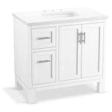 Quo 37" Free Standing Single Basin Vanity Set with Cabinet and Quartz Vanity Top