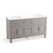 Quo 61" Free Standing Double Basin Vanity Set with Cabinet and Quartz Vanity Top