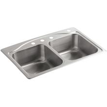 Cadence 33" Double Basin Top-Mount 20-Gauge Stainless Steel Kitchen Sink with SilentShield