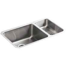 Undertone 32" Double Basin Under-Mount 18-Gauge Stainless Steel Kitchen Sink with SilentShield