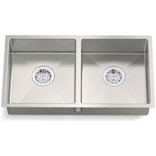 Strive 29-1/2" ADA Undermount Double Basin Stainless Steel Kitchen Sink with Basin Rack
