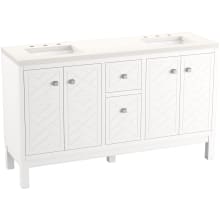 Beauxline 60" Free Standing Double Basin Vanity Set with Cabinet, and Quartz Vanity Top