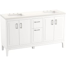 Helst 60" Free Standing Double Basin Vanity Set with Cabinet, and Quartz Vanity Top