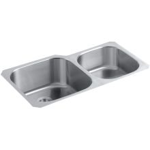 Undertone 35-1/8" Double Basin Undermount 18-Gauge Preserve Series Scratch Resistant Stainless Steel Kitchen Sink with SilentShield Sound Dampening Technology