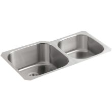 Undertone 35" Double Basin Under-Mount 18-Gauge Stainless Steel Kitchen Sink with SilentShield