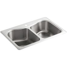 Staccato 33" Double Basin Top-Mount 18-Gauge Stainless Steel Kitchen Sink with SilentShield