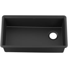 Billings 32-1/2" Undermount Single Basin Stone Composite Kitchen Sink with Basin Rack