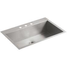 Vault 33" Single Basin Top-Mount/Under-Mount 18-Gauge Stainless Steel Kitchen Sink with SilentShield