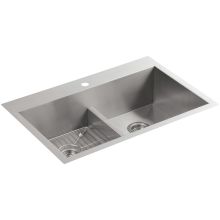 Vault 33" Double Equal Basin Top-Mount/Under-Mount 18-Gauge Stainless Steel Kitchen Sink with Smart Divide