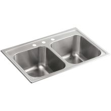 Toccata 33" Double Basin Top-Mount 18-Gauge Stainless Steel Kitchen Sink with SilentShield